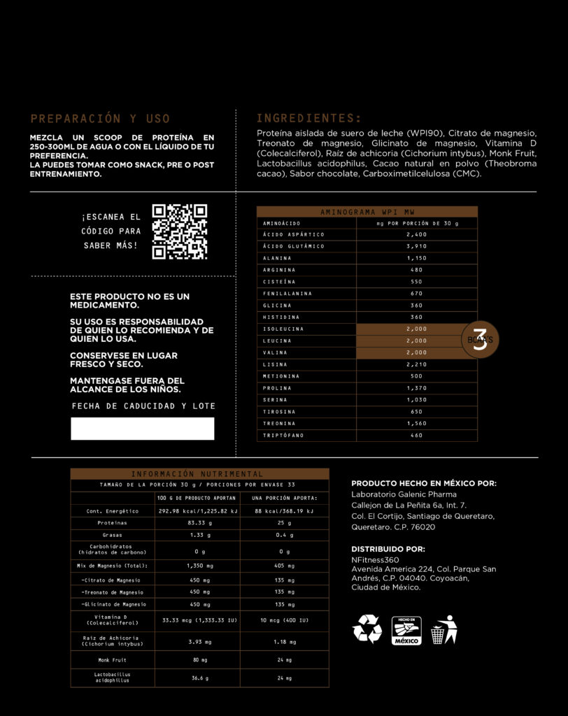 Proteína Nfitness 360 Chocolate Información